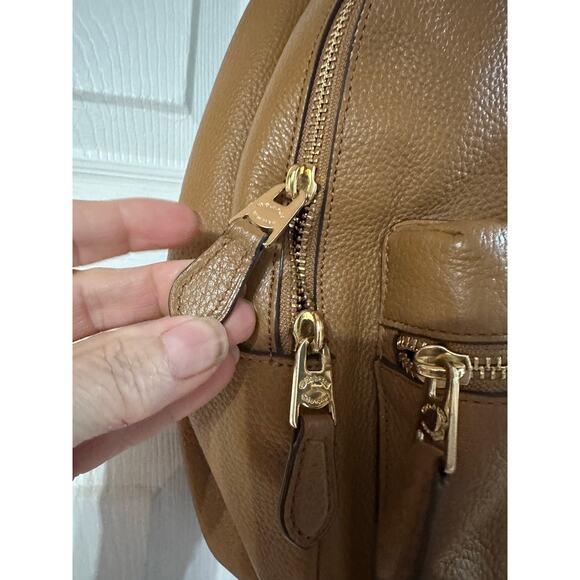 Coach Charlie Pebble Leather Backpack F30550 Saddle Brown Tan Size Med Large - Picture 6 of 11